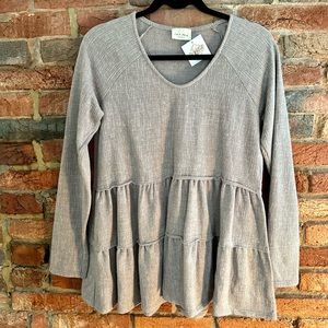 NWT Gray Tiered Long Sleeve Top